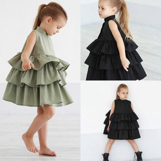 Girls Solid Color Sleeveless Dress – Simple Fashion for Small & Medium Kids