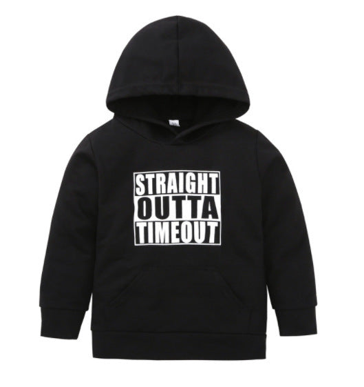 Kids' Hooded Sweater with Letter Print – Casual Pullover for Boys & Girls
