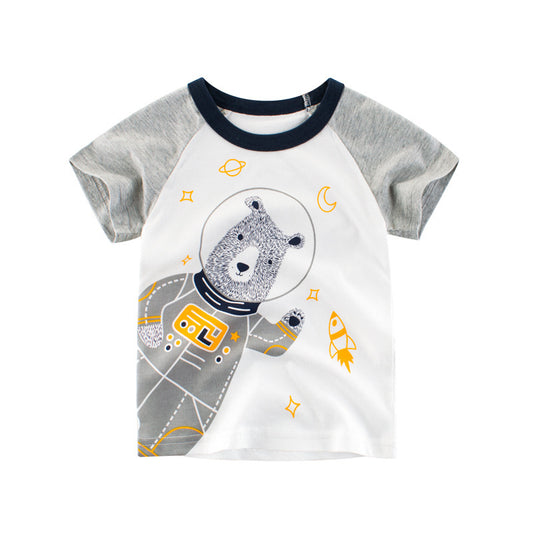 Children's Cartoon T-Shirt – Cute Graphic Print Short Sleeve Top for Kids