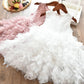 Girls White Princess Dress – Long Sleeve Lace Hollow Skirt | Autumn & Winter Irregular Dress for Kids