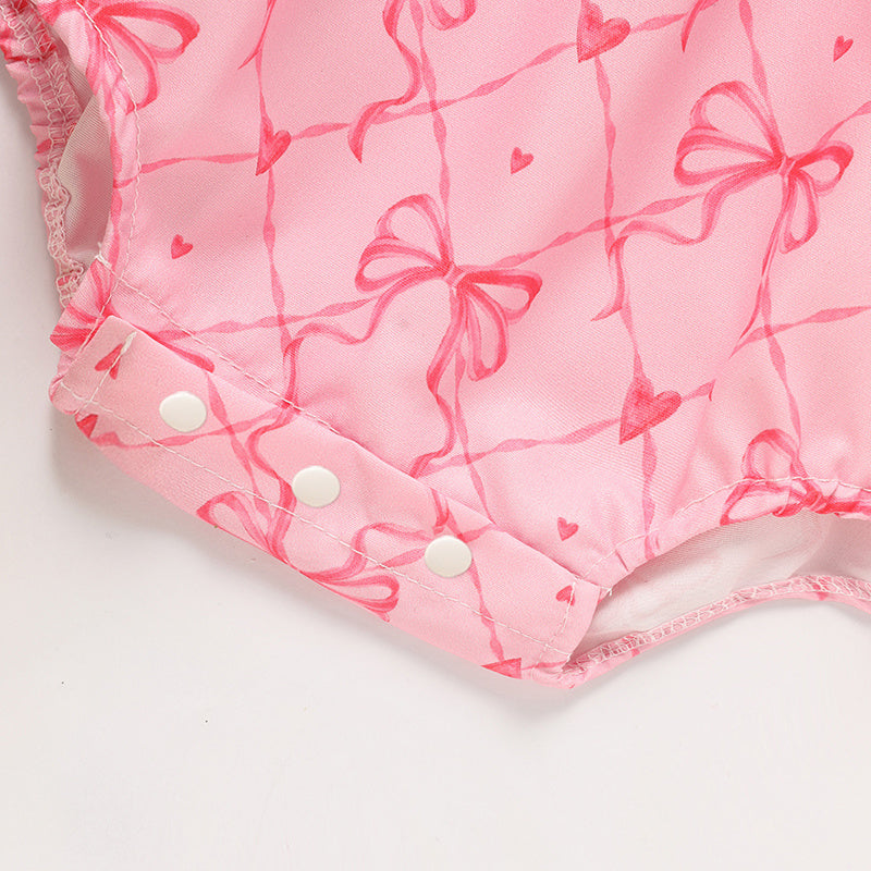 Baby Girl Bowknot Romper – “Daddy’s Girl” Letter Print Bubble Sleeve Jumpsuit