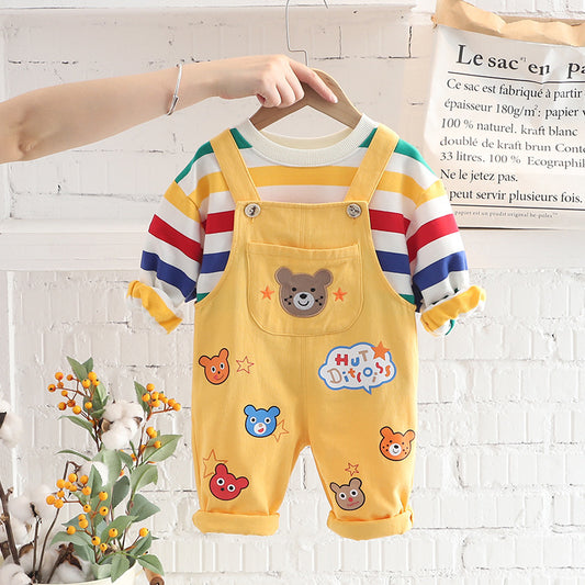 Boys’ Overalls Set – Casual Top & Dungarees Outfit for Kids