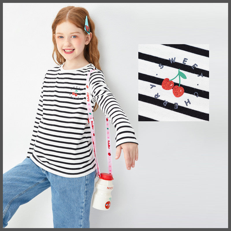 Girls’ Long-Sleeve T-Shirt – Sweet Cotton Bottoming Shirt for Big Kids