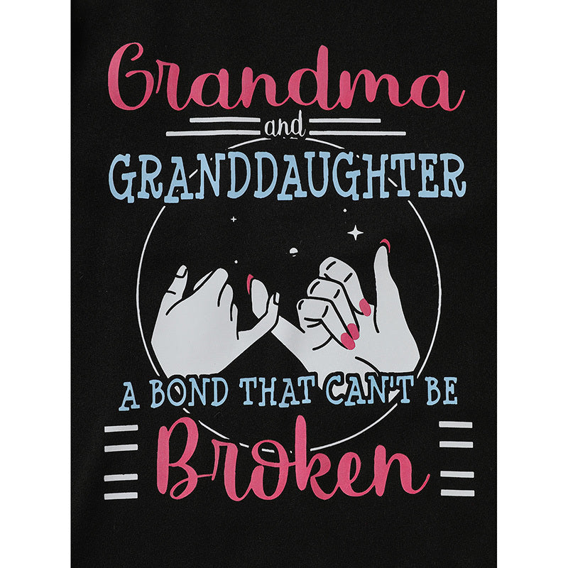 Kid's Grandma and Granddaughter Outfit – Letter & Heart Print Long Sleeve Top and Pants Set (2-Piece Loungewear)