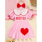 Baby Toddler Girl Short Sleeve Heart Print Dress – Doll Collar with Headband