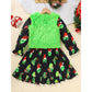 Toddler Baby Girl Christmas Dress Set – Long Sleeve Party Dress, Heart Print Vest Coat & Xmas Outfit