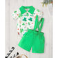 Newborn Baby Boy St. Patrick's Day Outfit – Clover Romper & Suspenders Pants Set