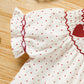 Baby Girl Valentine's Day Dress - Red Heart Embroidery with Headband & Smocked Princess Party Dress