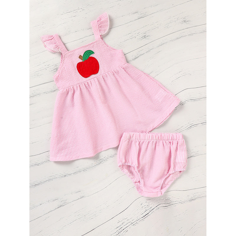 Kids Baby Girl Back to School Outfit – Ruffle Sleeve Top & Shorts Set