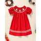Toddler Infant Girls Christmas Dress – Smocked Tree Embroidery Party Dress