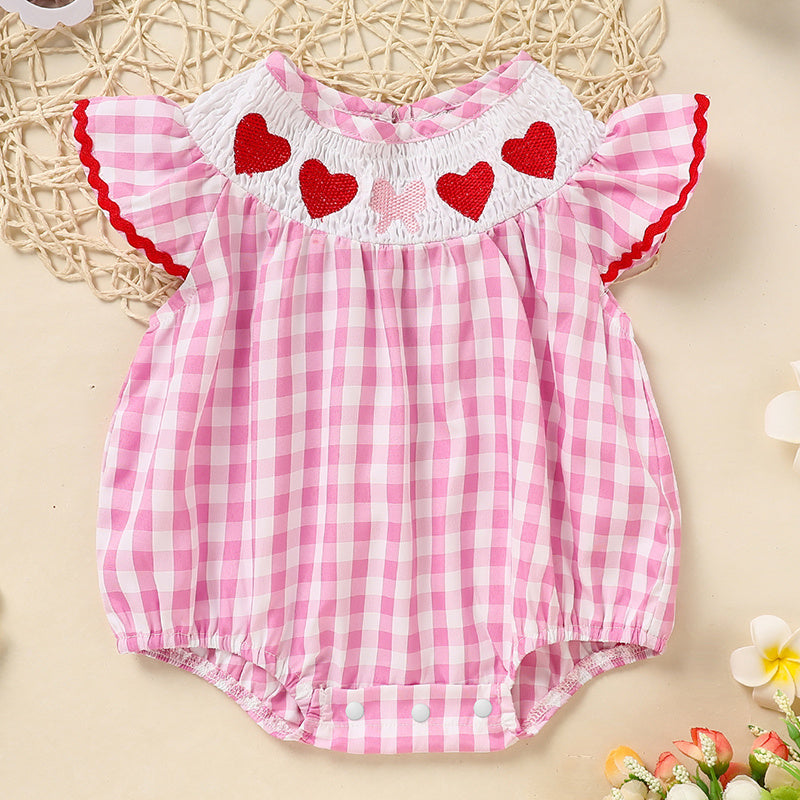 Infant Baby Girls Easter Bunny Smocked Dress – Embroidered Short Sleeve Summer Outfit