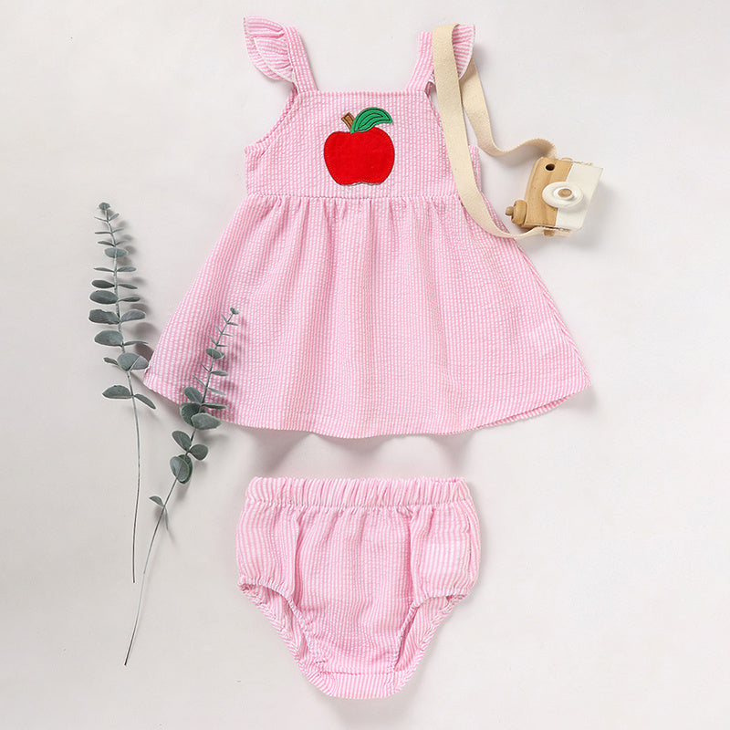 Kids Baby Girl Back to School Outfit – Ruffle Sleeve Top & Shorts Set