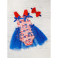 Baby Independence Day Bodysuit – Flag Pattern Sleeveless Bowknot Romper
