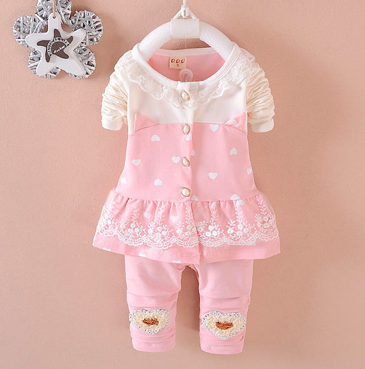 Baby Girl Tracksuit Set – 2-Piece Toddler Outfit with Top and Pants | BibiCola Kids Clothing