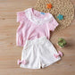 Girls' Summer Clothing Set – Big Bow T-Shirt & Shorts for Kids