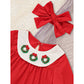 Toddler Baby Girls Christmas Dress – Wreath Embroidered Party Outfit with Headband