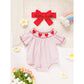 Newborn Baby Girls Valentine’s Day Smocked Romper – Short Sleeve Heart Embroidery Jumpsuit