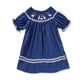 Toddler Infant Girl Christmas Dress – Santa Embroidery Smocked Short Sleeve Party Outfit