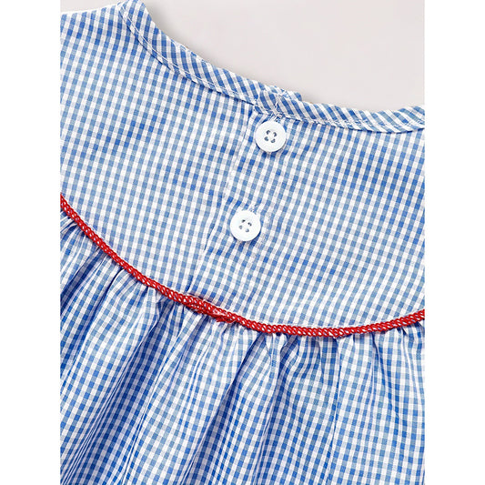 Baby Girls 4th of July Dress – Gingham American Flag Color Block Outfit