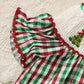 Toddler Infant Baby Girls Christmas Dress – Plaid Short Sleeve Christmas Tree Embroidered Party Outfit