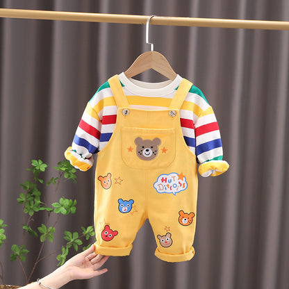 Boys’ Overalls Set – Casual Top & Dungarees Outfit for Kids