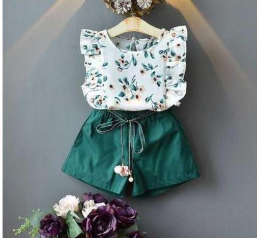 Girls' Summer Clothing Set – Big Bow T-Shirt & Shorts for Kids