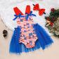 Baby Independence Day Bodysuit – Flag Pattern Sleeveless Bowknot Romper