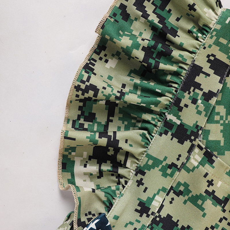 Baby Girl 4th of July Bodysuit – Camouflage Sleeveless Romper for Toddler & Infant