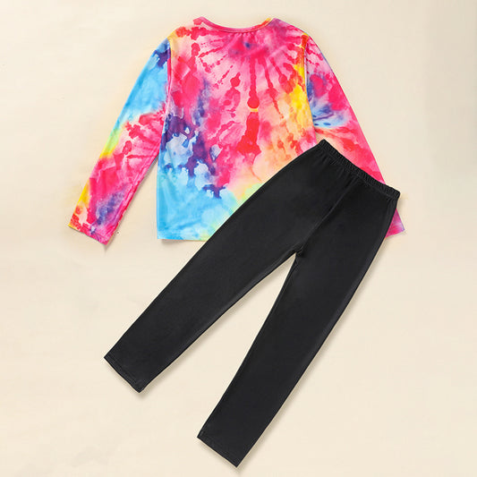Toddler Girls Spring Fall Outfit – Letter Print Long Sleeve Pullover & Matching Pants