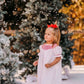 Infant Baby Girl Valentine’s Day Dress – White Lace Short Sleeve Party Dress with Red Embroidery