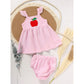 Kids Baby Girl Back to School Outfit – Ruffle Sleeve Top & Shorts Set