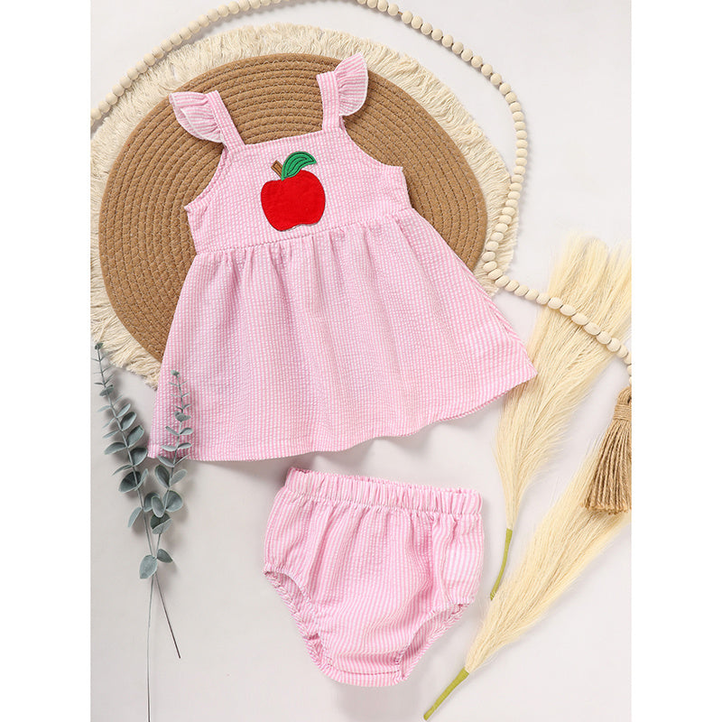 Kids Baby Girl Back to School Outfit – Ruffle Sleeve Top & Shorts Set
