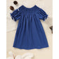 Toddler Infant Girl Christmas Dress – Santa Embroidery Smocked Short Sleeve Party Outfit