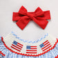 Baby Girls 4th of July Outfit – American Flag Embroidered Smocked Romper with Headband