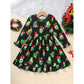 Toddler Baby Girl Christmas Dress Set – Long Sleeve Party Dress, Heart Print Vest Coat & Xmas Outfit