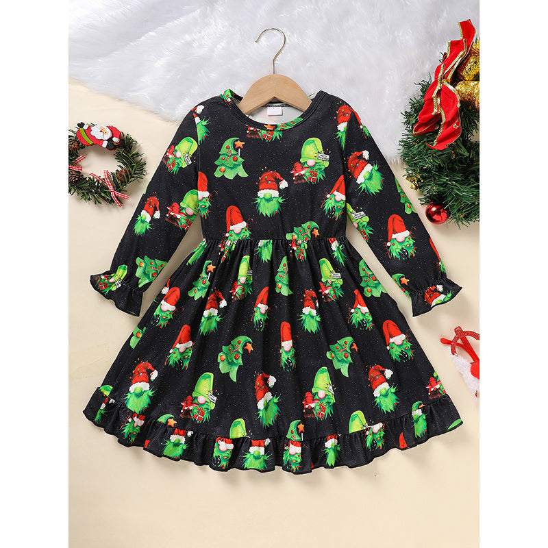 Toddler Baby Girl Christmas Dress Set – Long Sleeve Party Dress, Heart Print Vest Coat & Xmas Outfit