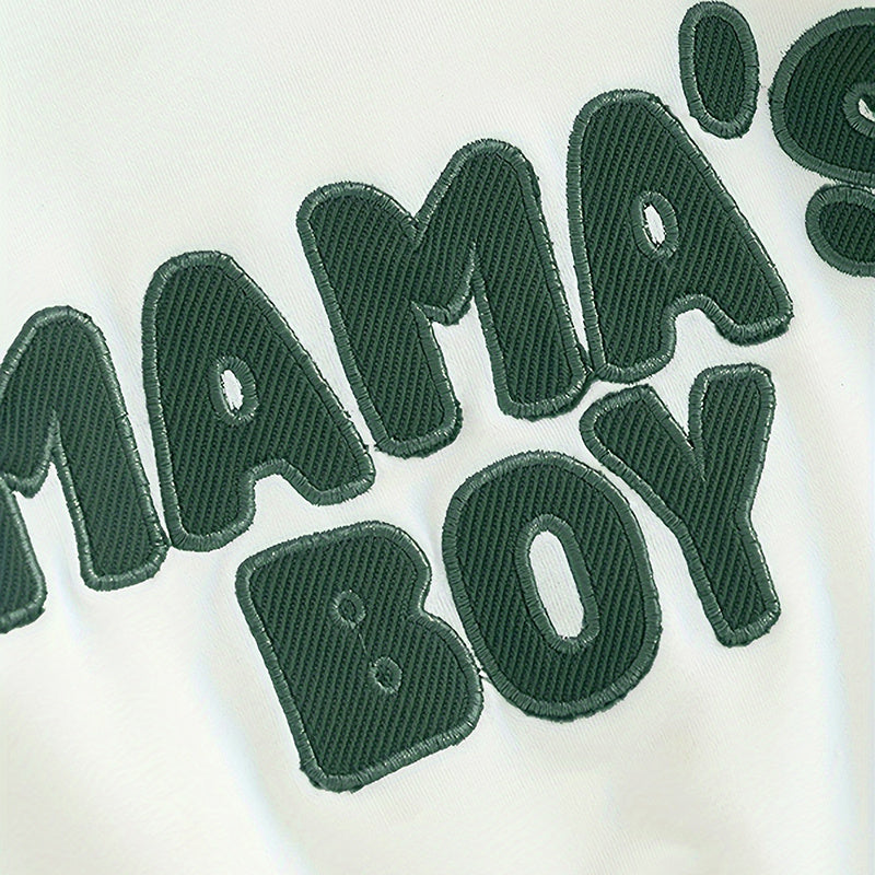 Toddler Baby Boy Outfit – ‘Mama’s Boy’ Long Sleeve Sweatshirt & Trousers Set