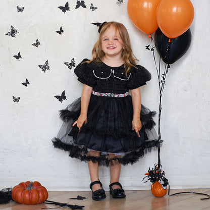Girls’ Halloween Dress – Fashion Mesh Stitching Puff Sleeve Party Outfit