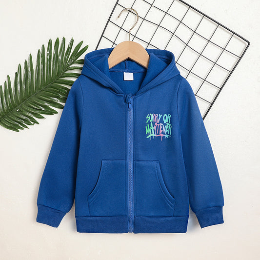 Toddler Girl Zip Up Hoodie Jacket – Letter Print Long Sleeve Sweatshirt
