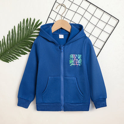Toddler Girl Zip Up Hoodie Jacket – Letter Print Long Sleeve Sweatshirt