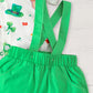 Newborn Baby Boy St. Patrick's Day Outfit – Clover Romper & Suspenders Pants Set