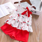 Girls' Summer Clothing Set – Big Bow T-Shirt & Shorts for Kids