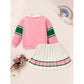 Toddler Girls 2-Piece Outfit – Colorblock Letter Print Sweatshirt & Pleated Skirt Set