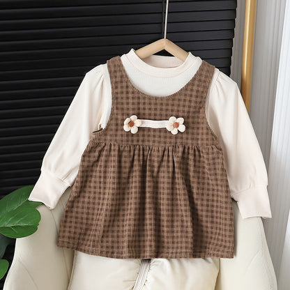 Baby Girl Dress Set – Long-Sleeve Round-Neck Outfit for Kids