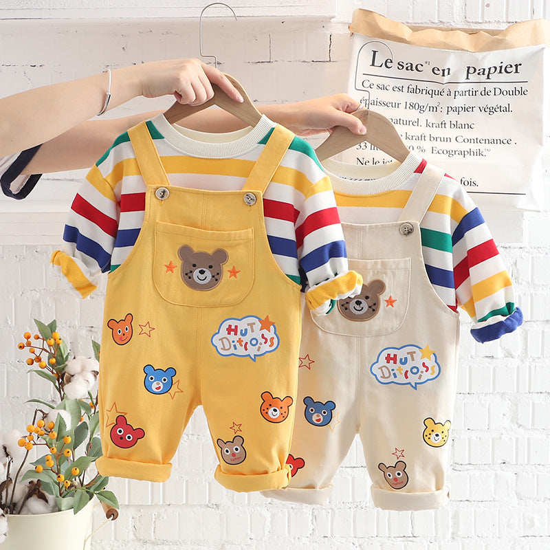 Boys’ Overalls Set – Casual Top & Dungarees Outfit for Kids