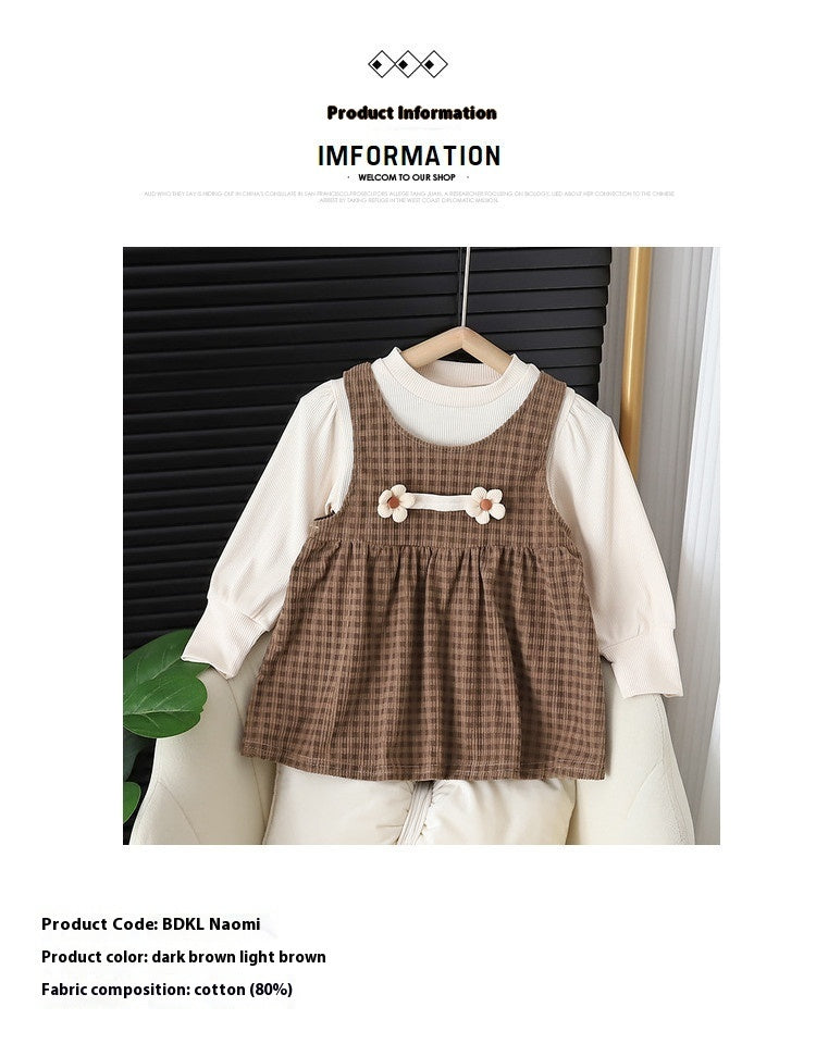 Baby Girl Dress Set – Long-Sleeve Round-Neck Outfit for Kids