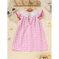 Baby Girls' Valentine's Day Dress - Pink Plaid with Heart Embroidery & Smocked Ruffle Sleeves