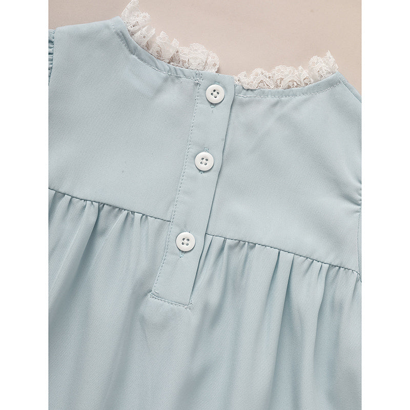 Toddler Girl Summer Princess Party Dress – Lace Puff Sleeve Outfit