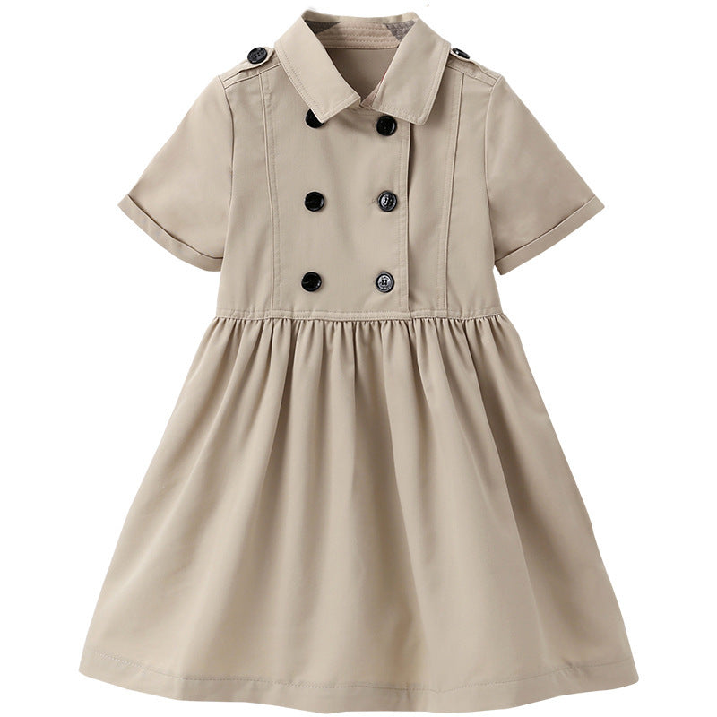 Kids Summer Korean Style Clothing – Beige Shirt & Girls' Dress for Medium to Large Children