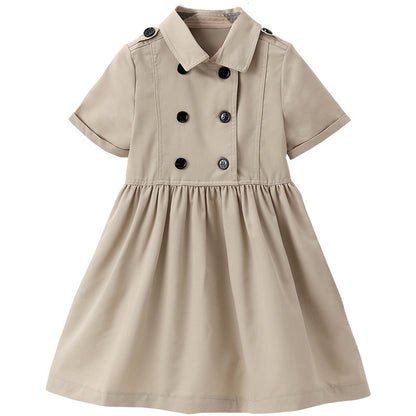 Kids Summer Korean Style Clothing – Beige Shirt & Girls' Dress for Medium to Large Children